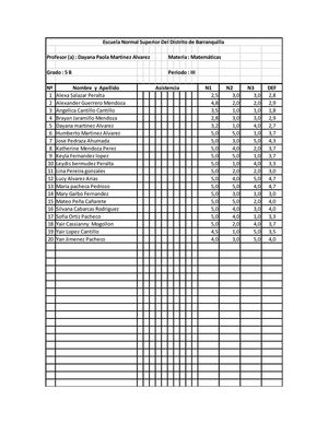 listado de estudiantes