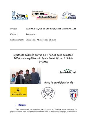 LA BALISTIQUE ET LES ENQUETES CRIMINELLES