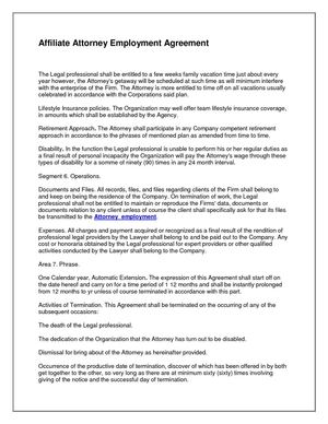Affiliate Attorney Employment Agreement
