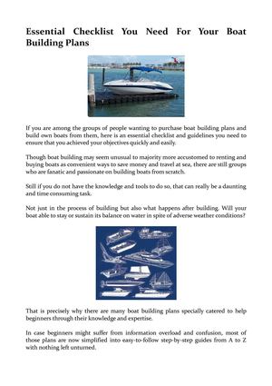 Essential Checklist You Need For Your Boat Building Plans