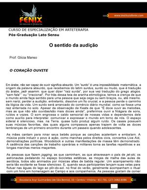  O sentido da Audição. MANSO, Glícia. 