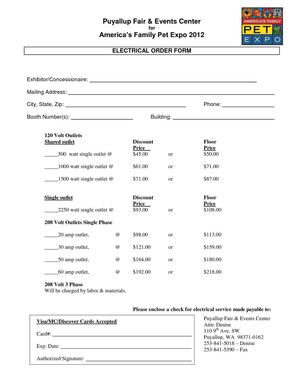 Pet Expo Electrical-Order-Form-WA12
