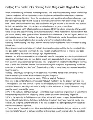 Getting Edu Back Links Coming From Blogs With Regard To Free