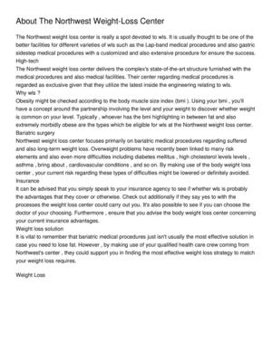 About The Northwest Weight-Loss Center