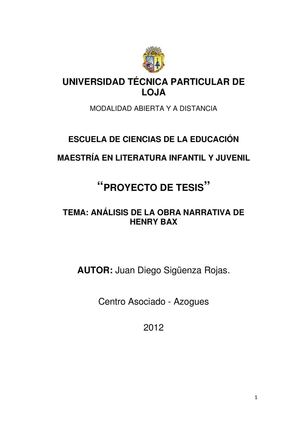 ANÁLISIS DE LA OBRA NARRATIVA DE HENRY BAX