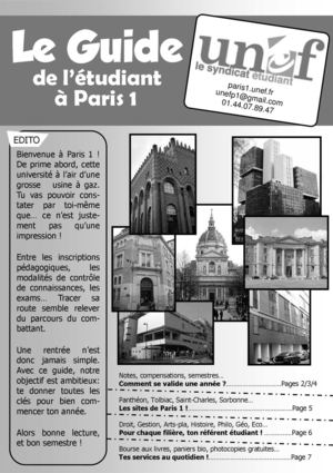 UNEF - Guide le l'étudiant à Paris 1