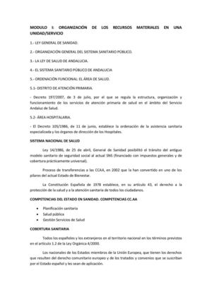 Organización de los recursos materiales en una unidad/servicio