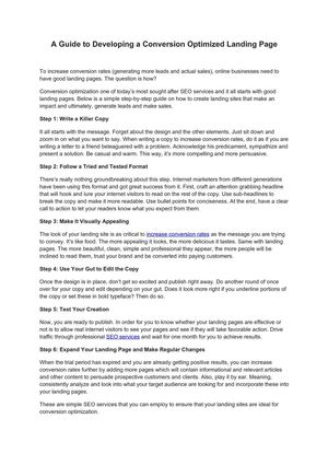 Calaméo - A Guide to Developing a Conversion Optimized Landing Page