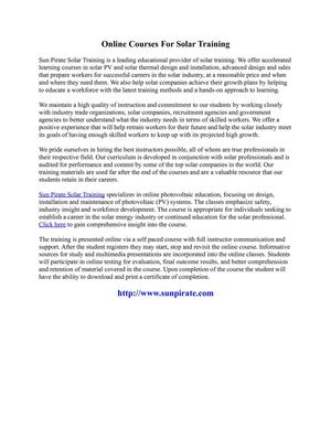 Online Courses For Solar Training