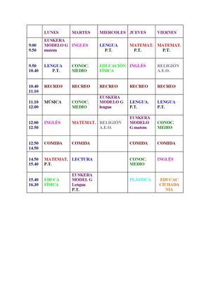 HORARIO ALUMNOS
