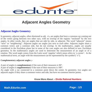 Adjacent Angles Geometry 