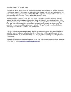 The Basic Rules of 7-Card Stud Poker