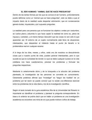 EL SER HUMANO: "ANIMAL QUE SE HACE PREGUNTAS"