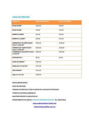 Catalogo de productos Madereria el sauce