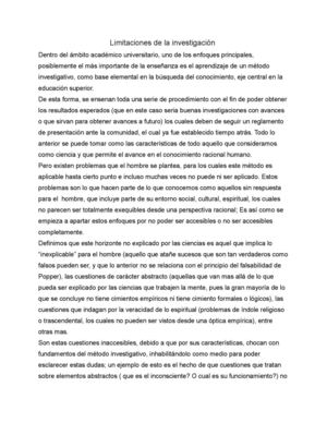 Limitaciones de la investigación