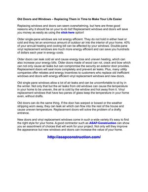 Old Doors and Windows – Replacing Them in Time to Make Your Life Easier