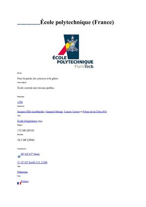 ECOLE POLYTECHNIQUE FRANCE