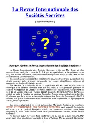 REVUE INTERNATIONALE DES SOCIETES SECRETES