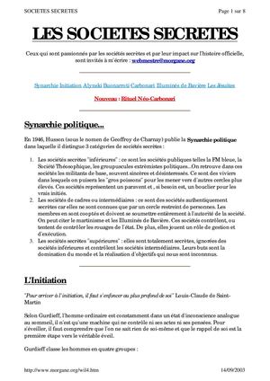 LES SOCIETES SECRETES