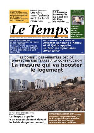Le Temps d'Algérie Editions du Mercredi 19 Septembre 2012