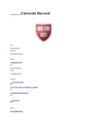 UNIVERSITE DE HARVARD