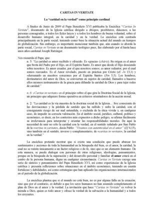 Aportes de Caritas in Veritate
