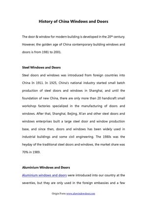 History of China Windows and Doors