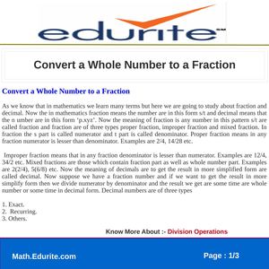 Convert a Whole Number to a Fraction 