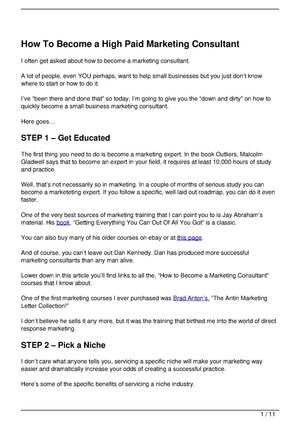 How To Become a High Paid Marketing Consultant