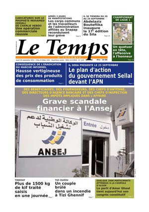 Le Temps d'Algérie Editions du Jeudi 20 Septembre 2012