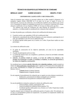 CRITERIOS DE CALIFICACIÓN Y RECUPERACIÓN PROFESOR: ANA