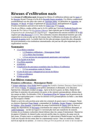 RESEAUX D'EXFILTRATION NAZIS