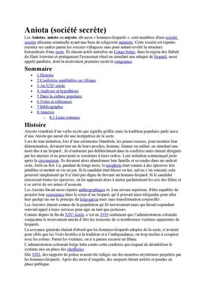 ANIOTA ( SOCIETE SECRETE