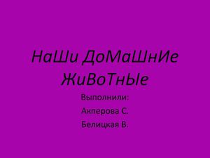 Презентация о домашних животных №1.