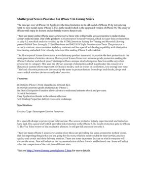 Shatterproof Screen Protector For iPhone 5 In Fommy Stores