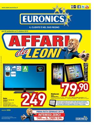 Volantino Euronics gruppo Siem dal 20/9 al 3/10/2012