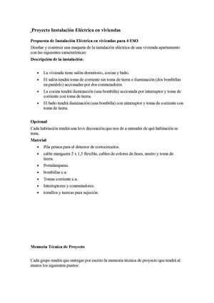 Proyecto Instalación Eléctrica en viviendas