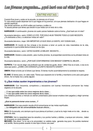 Los jóvenes Preguntan-¿Qué haré con mi vida ? parte 2