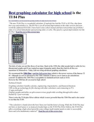Best graphing calculator for high school is the TI 84 Plus