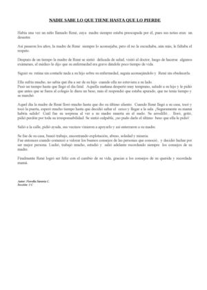 NADIE SABE LO QUE TIENE HASTA QUE LO PIERDE (lectura)