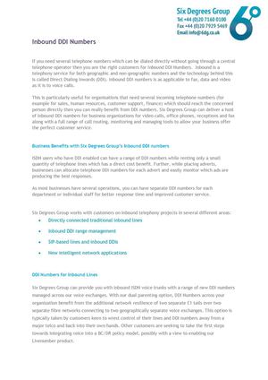 6dg.co.uk - Inbound DDI Numbers