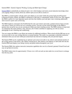 Garmin FR60 Check out review