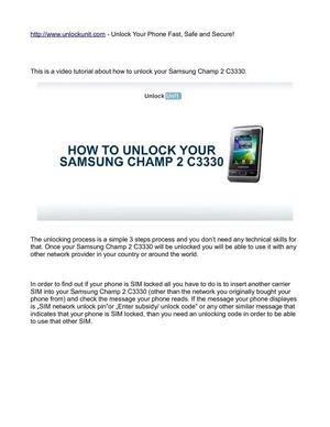HOW TO UNLOCK YOUR Samsung Champ 2 C3330