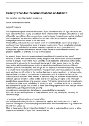 Exactly what Are the Manifestations of Autism?