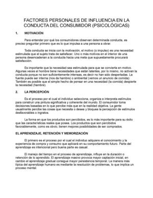 FACTORES PERSONALES EN LA CONDUCTA DEL CONSUMIDOR