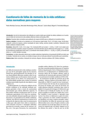 Cuestionario de fallos de la memoria