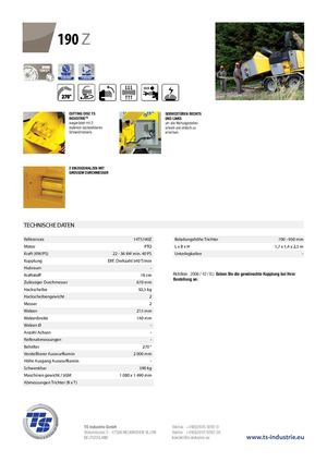 Technischen Daten - 190Z / TS INDUSTRIE