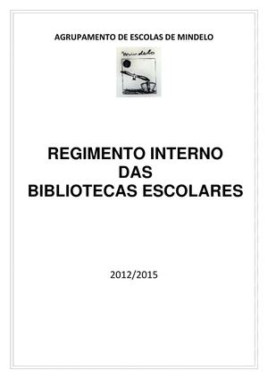 Regimento das BE´s do Agrupamento de Escolas de Mindelo