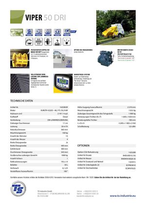 Technischen Daten - VIPER 50 DRI / TS INDUSTRIE