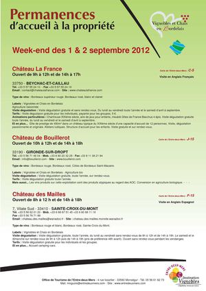 Les vignerons vous accueillent au château - septembre 2012